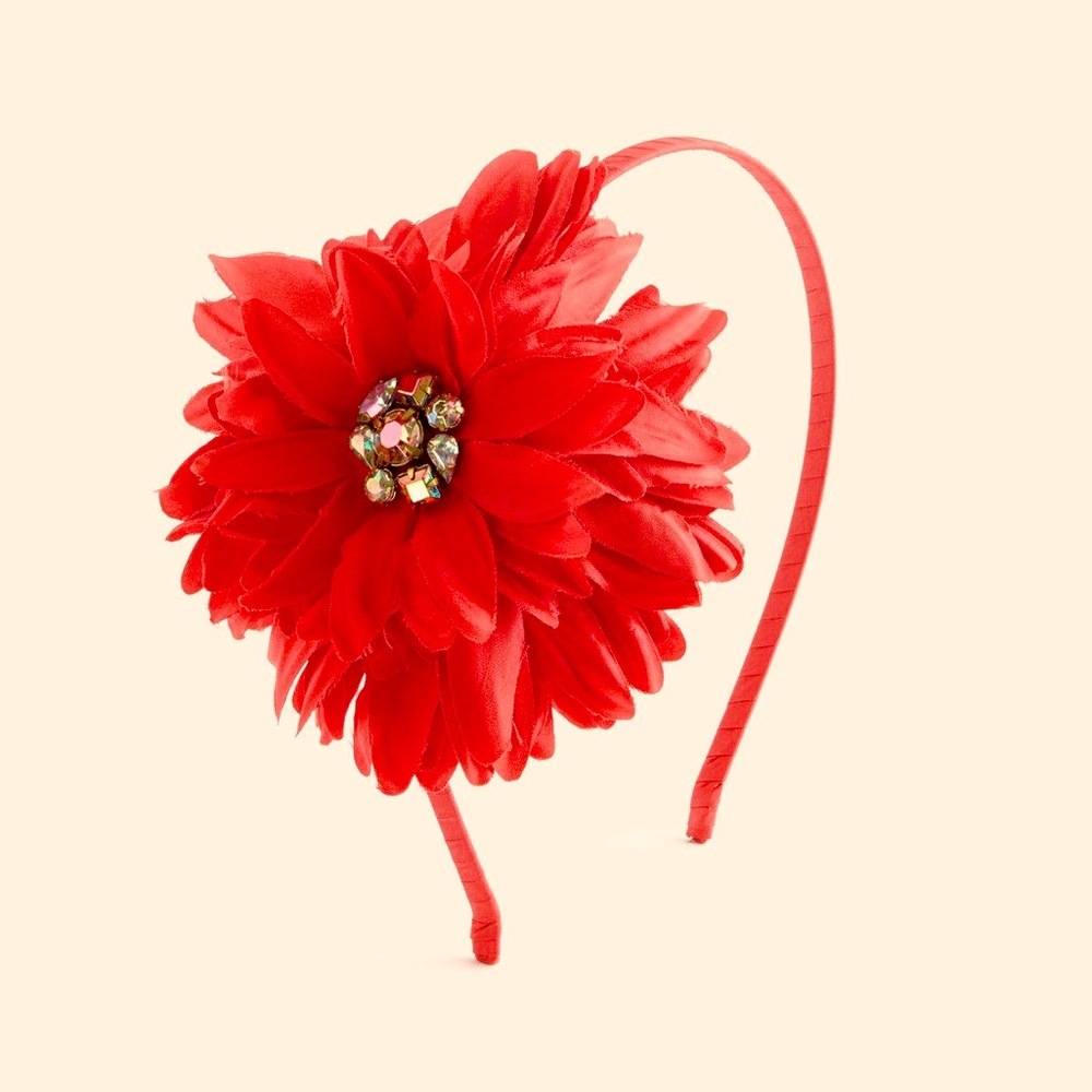 JCrew Girls Mega Sparkle Red Daisy Headband 🌺